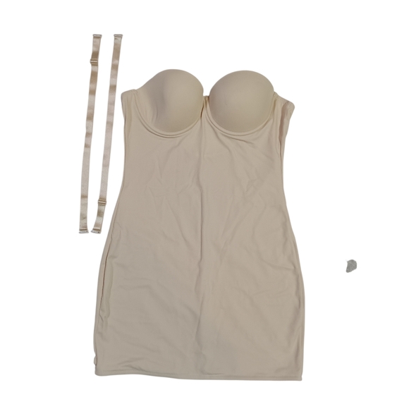 New Full Slip Shapewear Beige Sz M Convertible Straps Underwire Cups - Picture 3 of 13